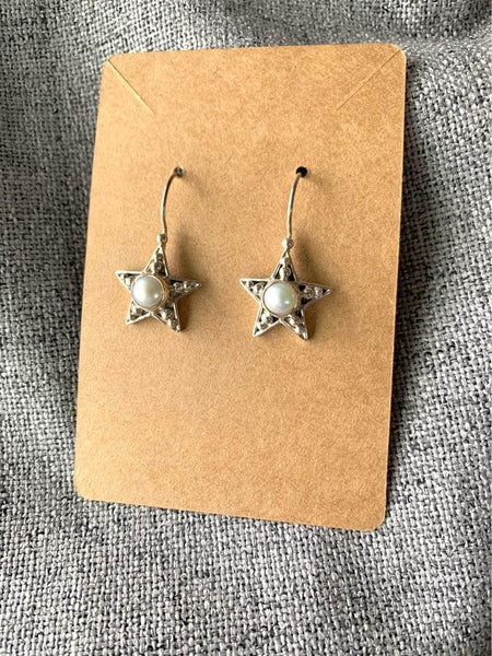 Sterling Silver Starfish Pearl Earrings